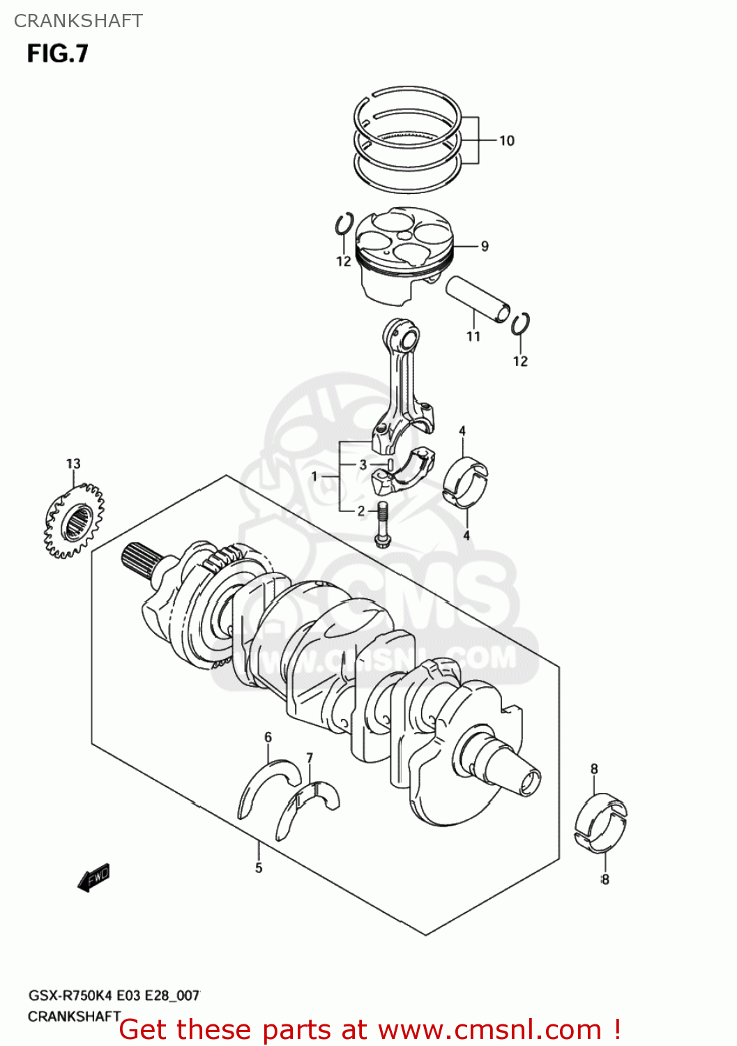 CRANKSHAFT GSXR750 2004 (K4) USA (E03)