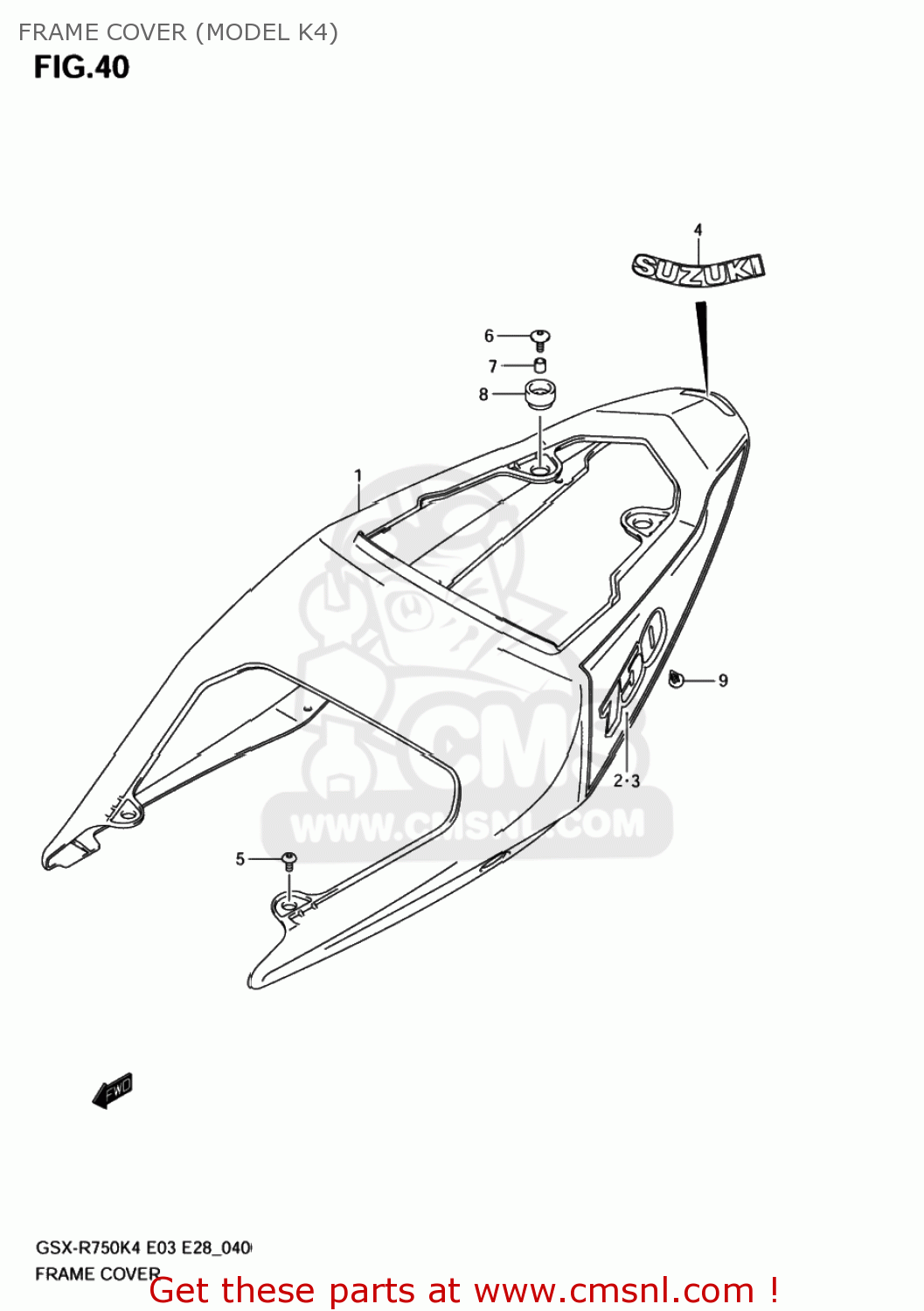 FRAME COVER (MODEL K4) GSXR750 2004 (K4) USA (E03)