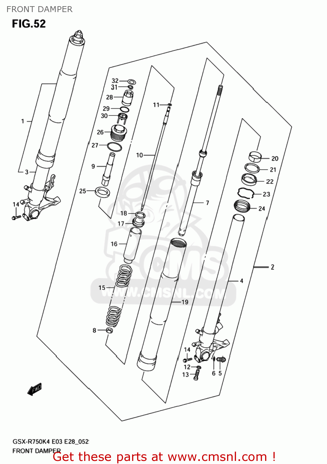FRONT DAMPER GSXR750 2004 (K4) USA (E03)