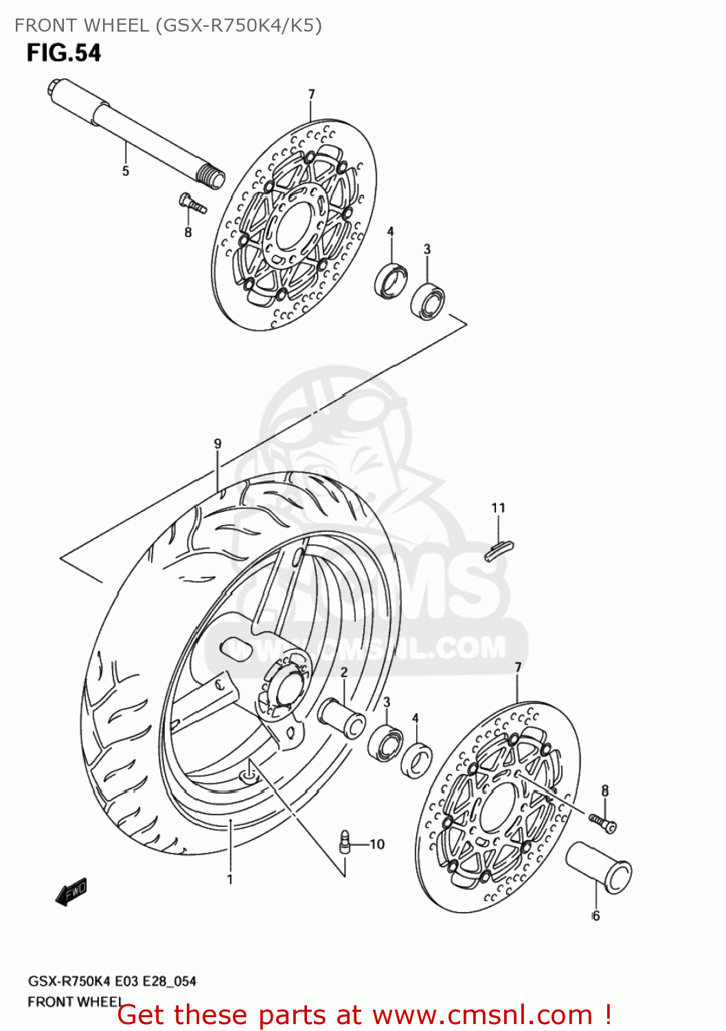 FRONT WHEEL (GSX-R750K4/K5) GSXR750 2004 (K4) USA (E03)