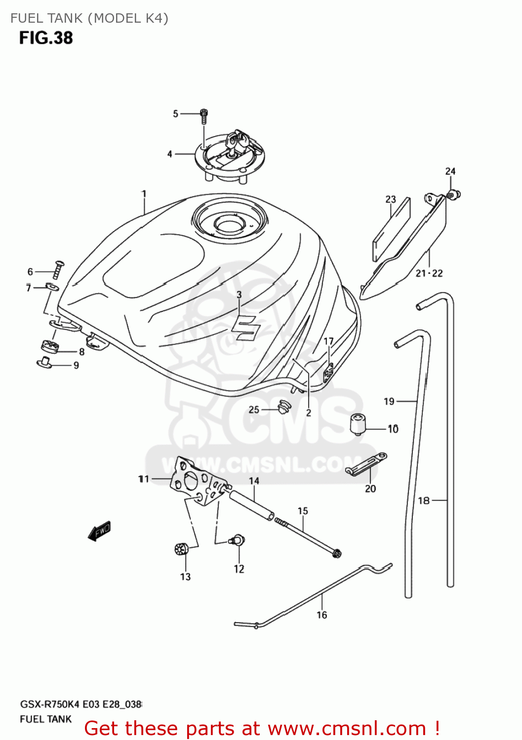 FUEL TANK (MODEL K4) GSXR750 2004 (K4) USA (E03)