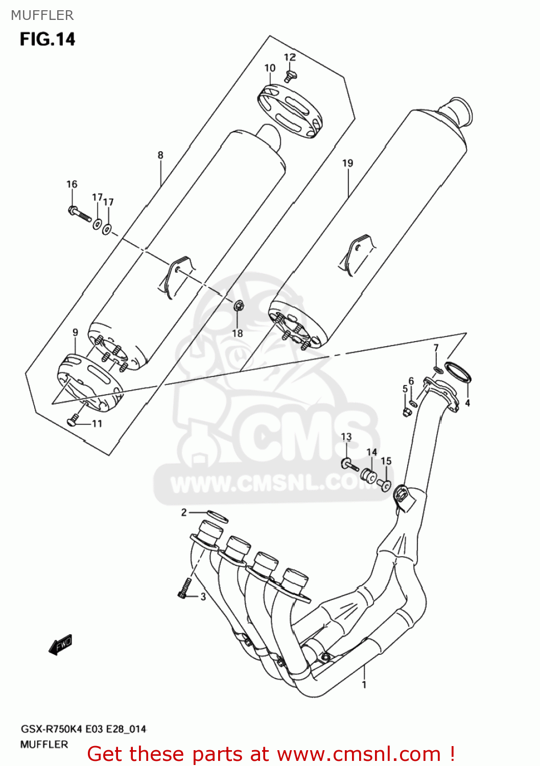MUFFLER GSXR750 2004 (K4) USA (E03)