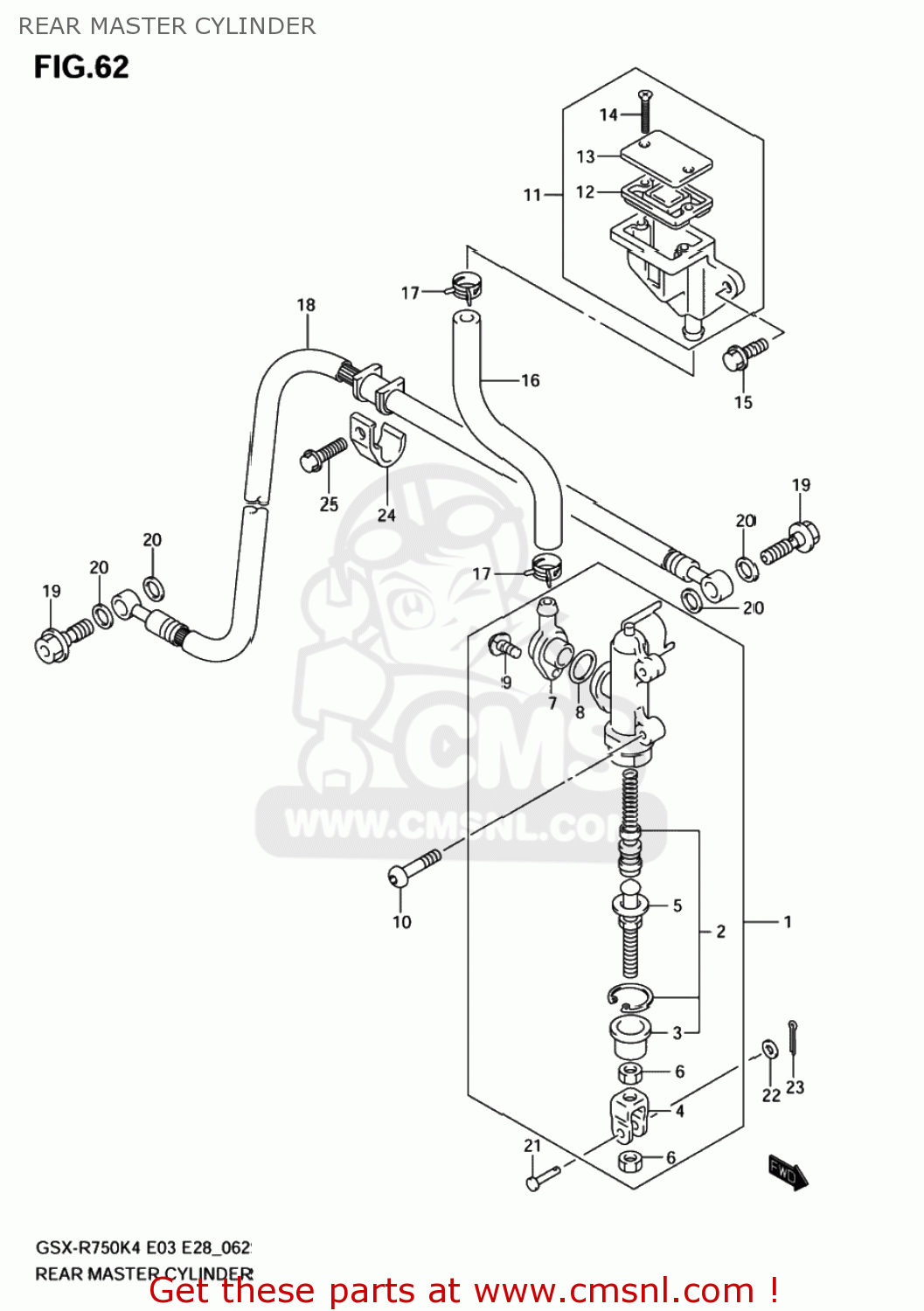 REAR MASTER CYLINDER GSXR750 2004 (K4) USA (E03)