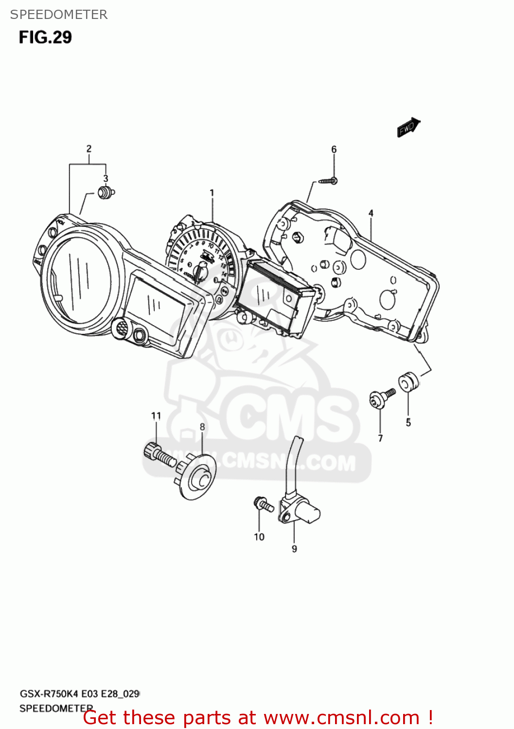 SPEEDOMETER GSXR750 2004 (K4) USA (E03)