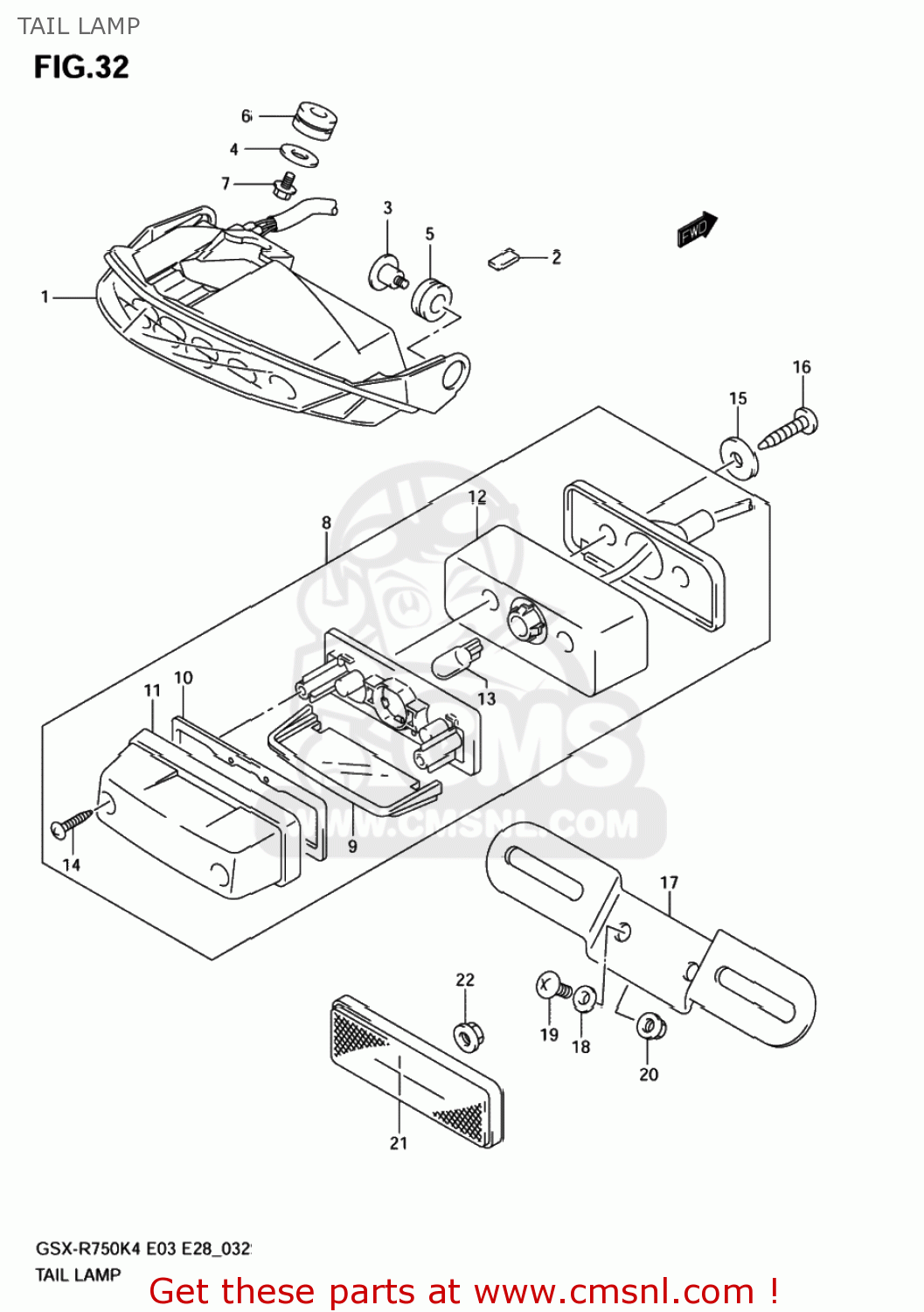 TAIL LAMP GSXR750 2004 (K4) USA (E03)