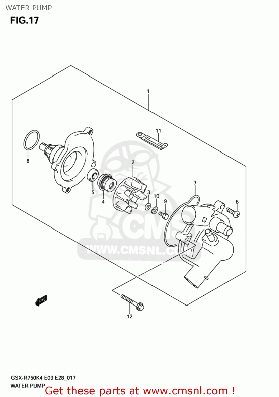 WATER PUMP GSXR750 2004 (K4) USA (E03)