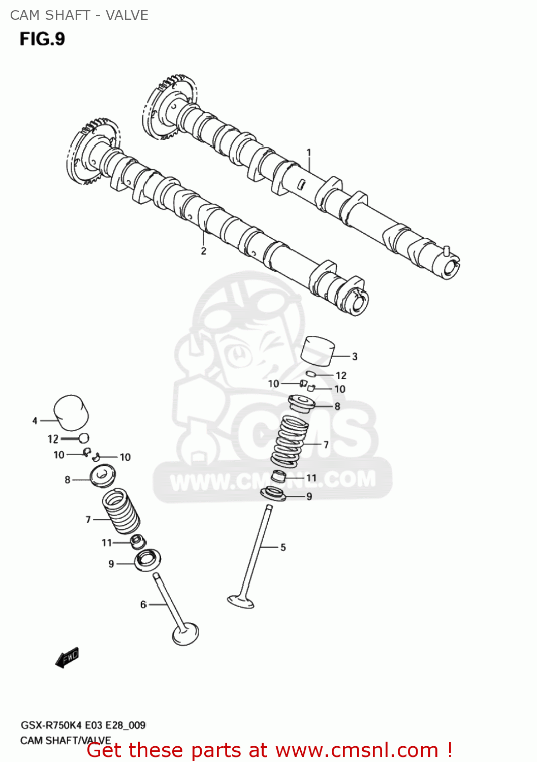 CAM SHAFT - VALVE GSXR750 2005 (K5) USA (E03)