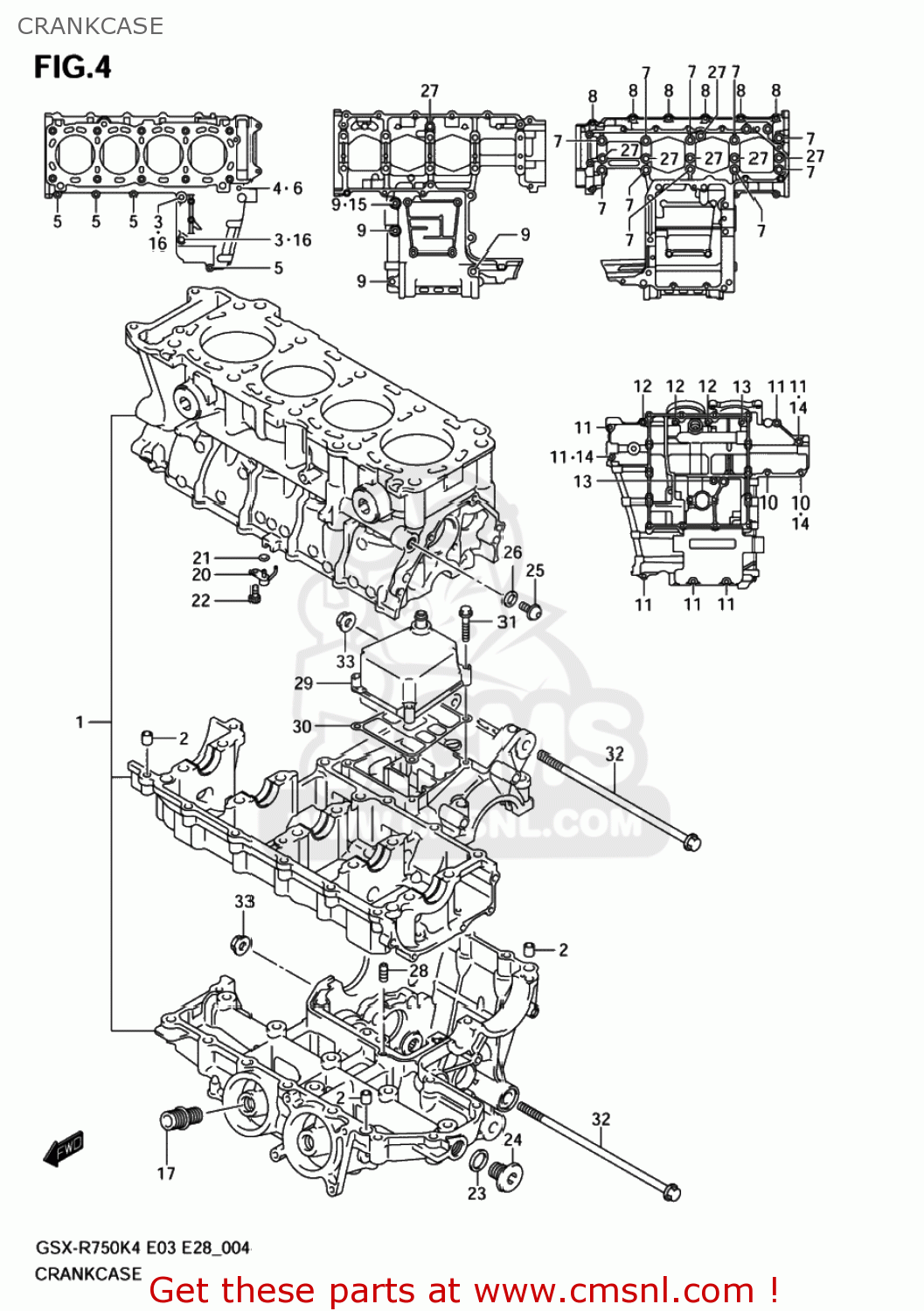 CRANKCASE GSXR750 2005 (K5) USA (E03)