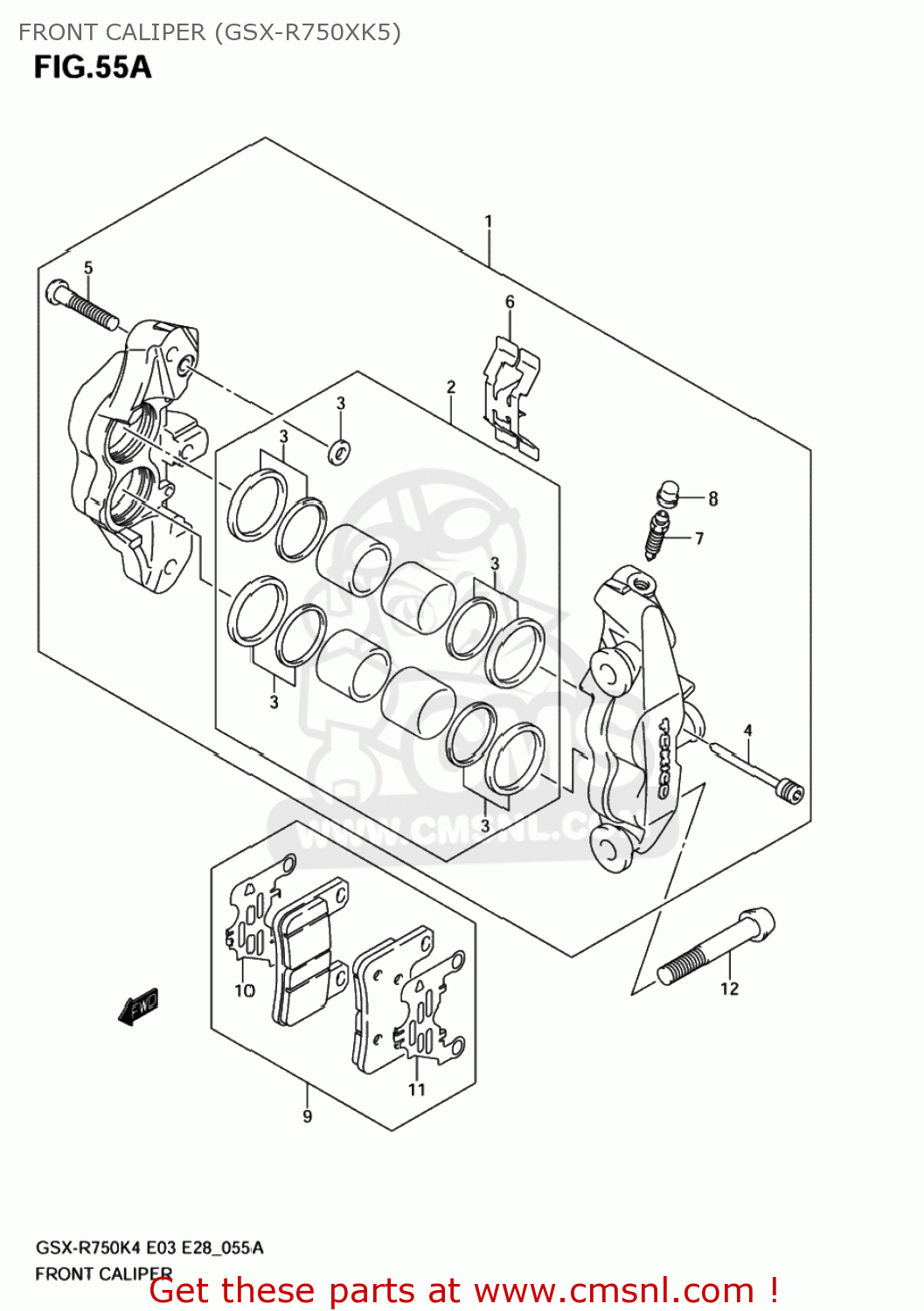 FRONT CALIPER (GSX-R750XK5) GSXR750 2005 (K5) USA (E03)
