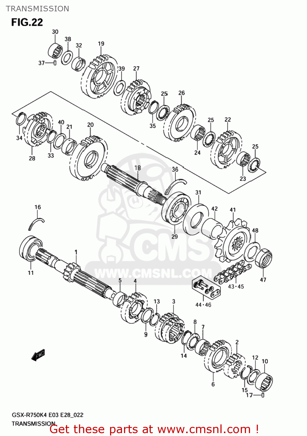 TRANSMISSION GSXR750 2005 (K5) USA (E03)