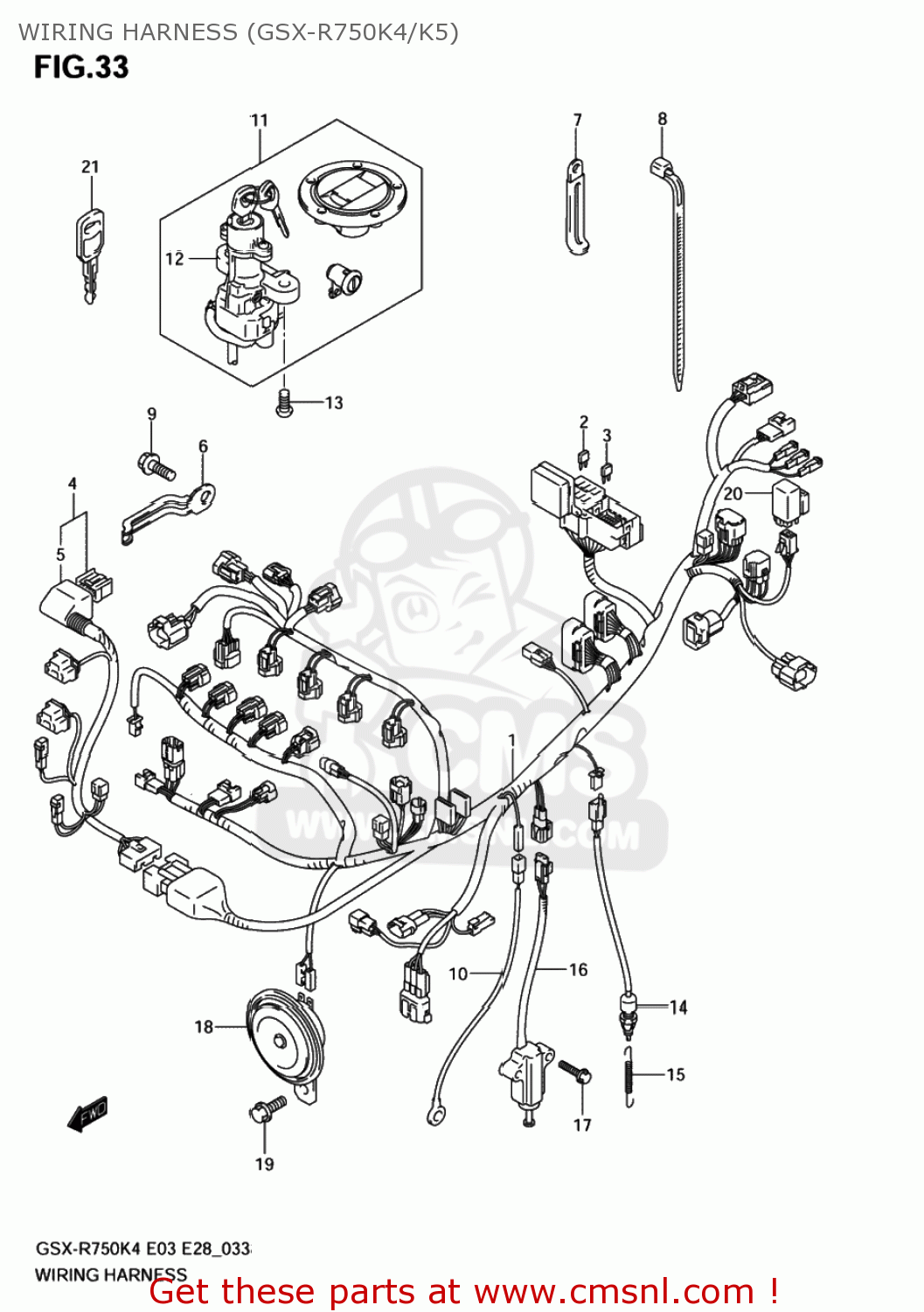 WIRING HARNESS (GSX-R750K4/K5) GSXR750 2005 (K5) USA (E03)