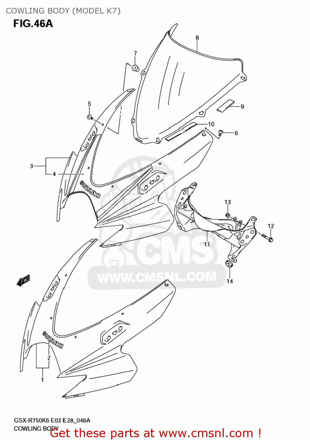 COWLING BODY (MODEL K7) GSXR750 2006 (K6) USA (E03)