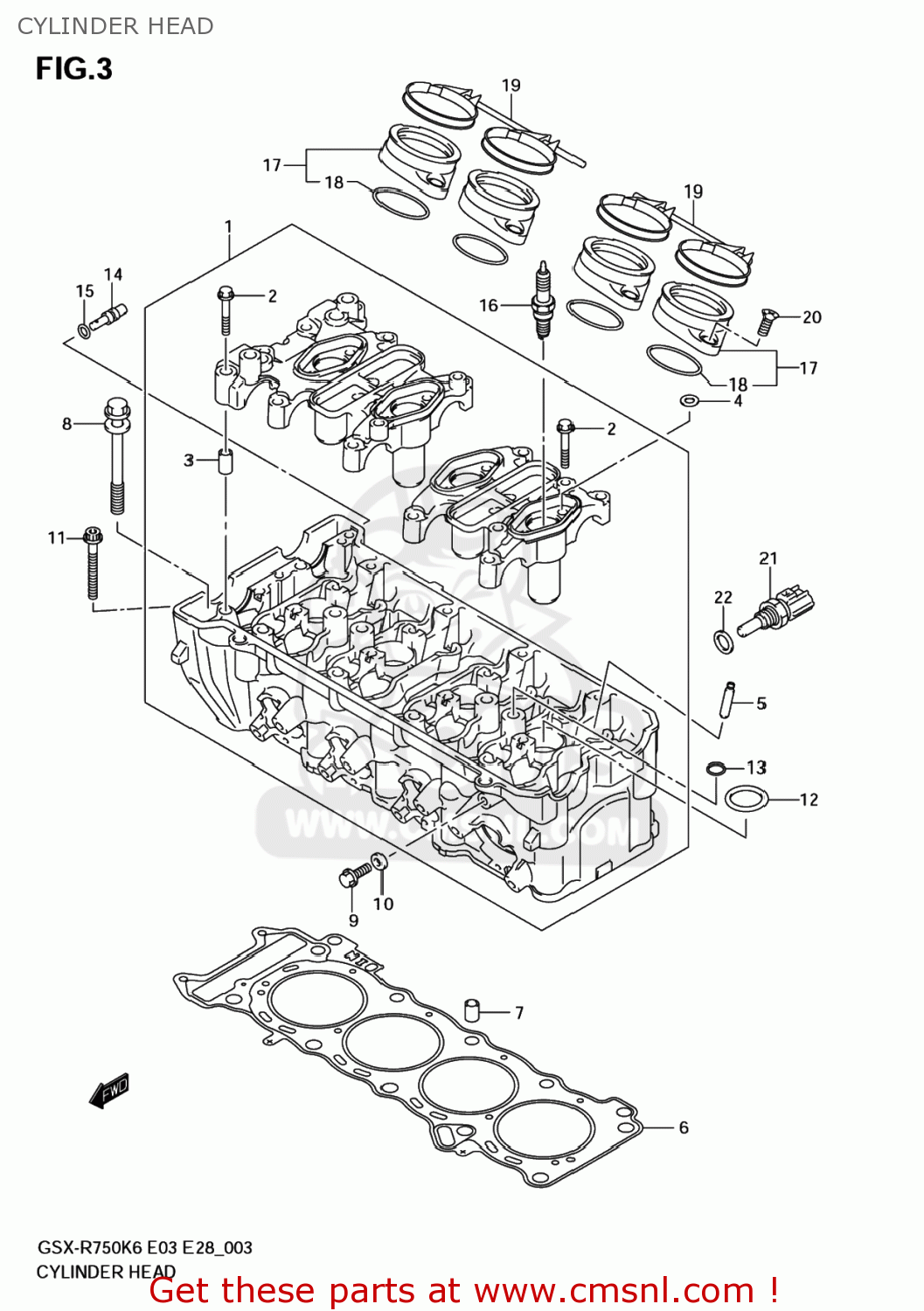 CYLINDER HEAD GSXR750 2006 (K6) USA (E03)