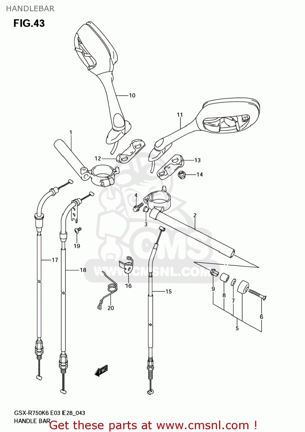 HANDLEBAR GSXR750 2006 (K6) USA (E03)