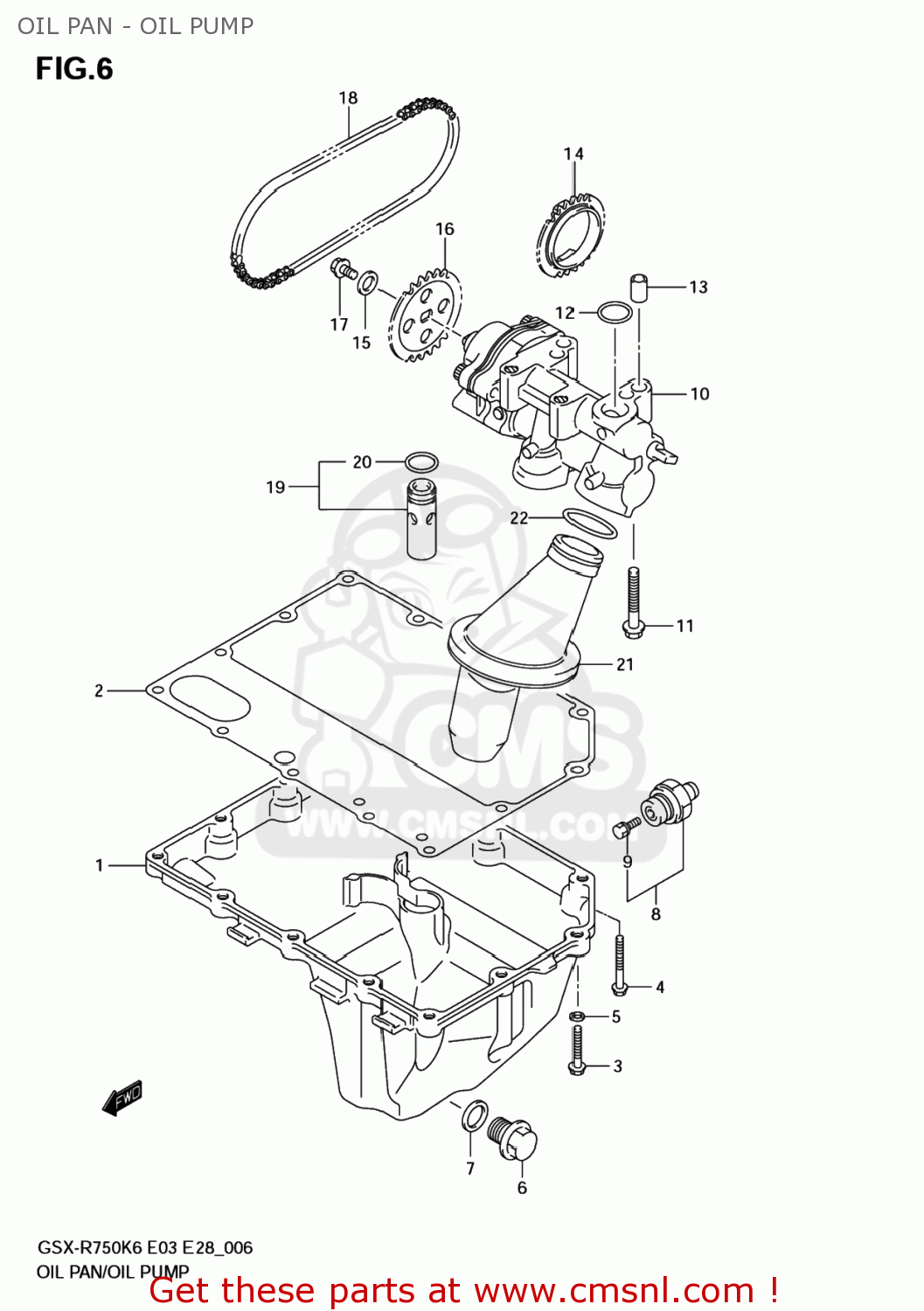 OIL PAN - OIL PUMP GSXR750 2006 (K6) USA (E03)