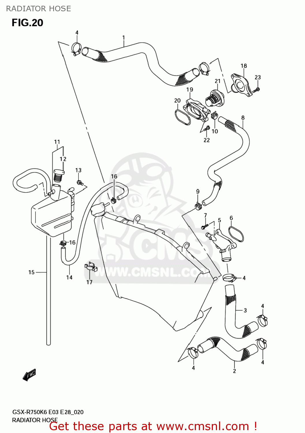 RADIATOR HOSE GSXR750 2006 (K6) USA (E03)