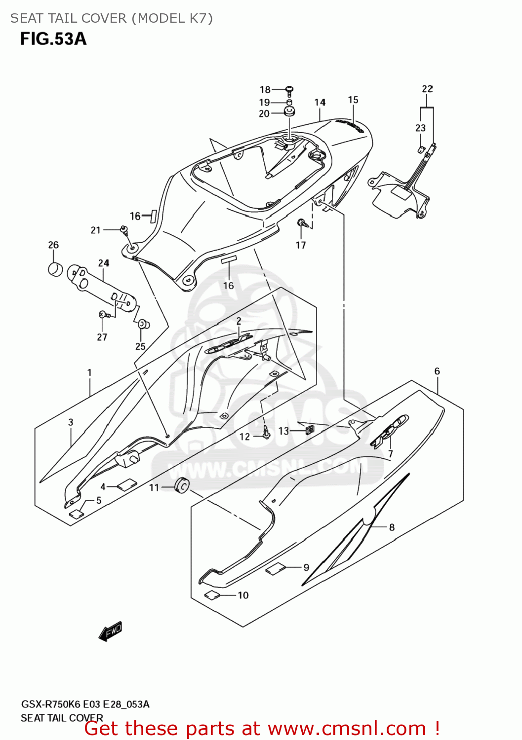 SEAT TAIL COVER (MODEL K7) GSXR750 2006 (K6) USA (E03)