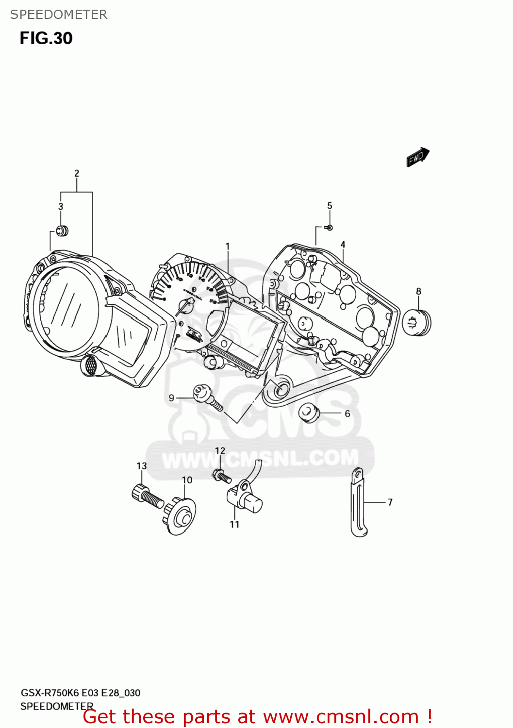 SPEEDOMETER GSXR750 2006 (K6) USA (E03)