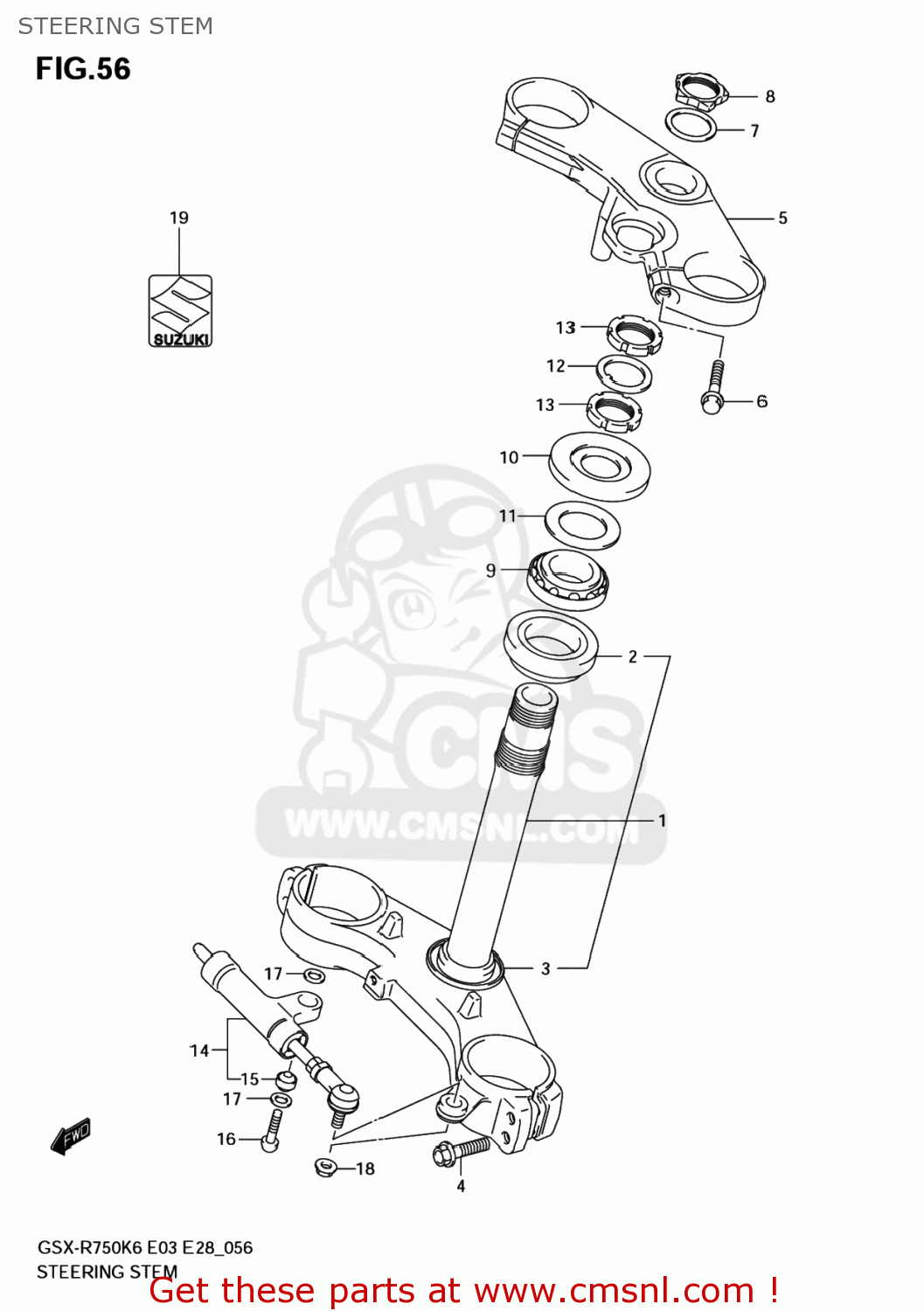 STEERING STEM GSXR750 2006 (K6) USA (E03)