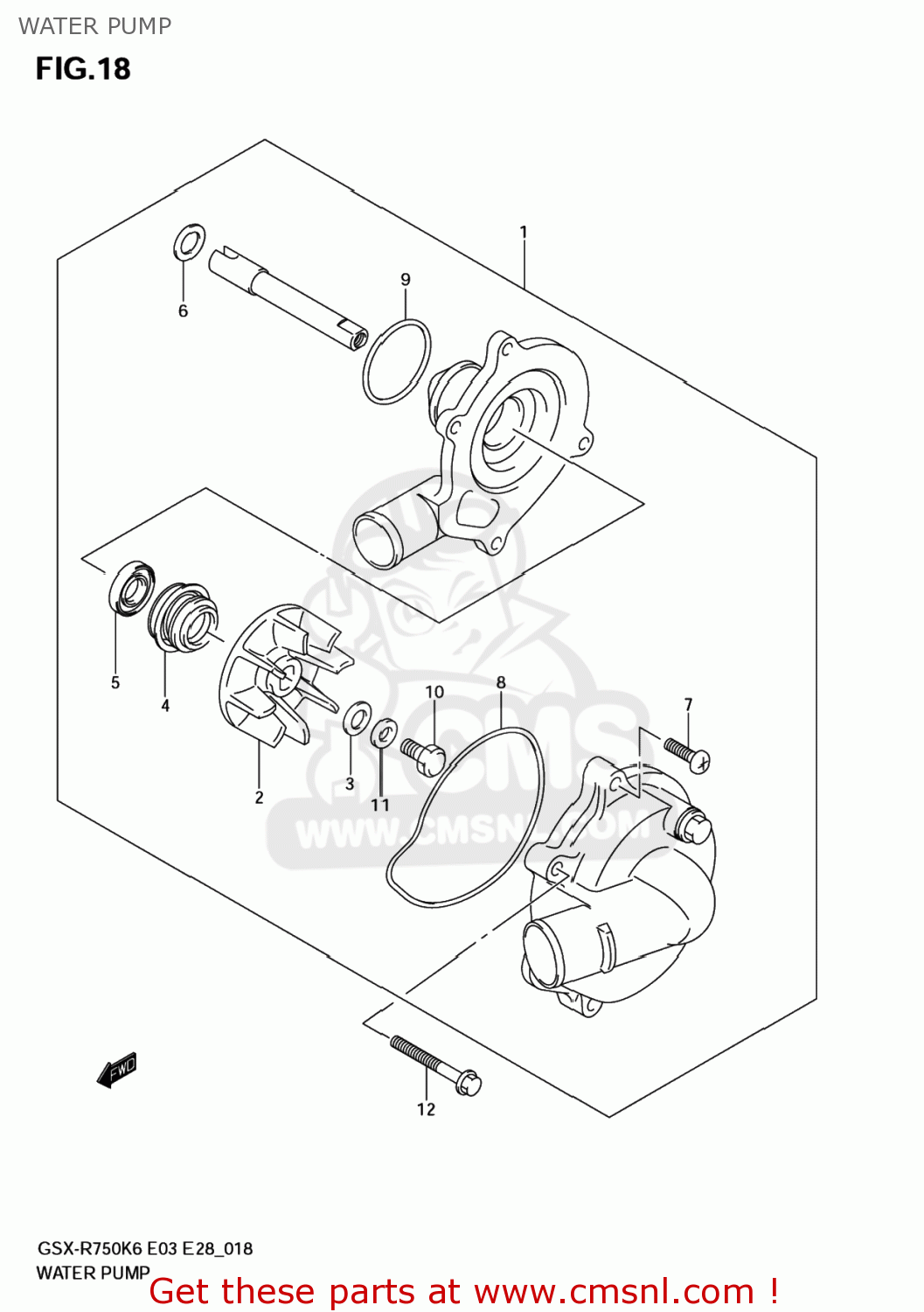 WATER PUMP GSXR750 2006 (K6) USA (E03)