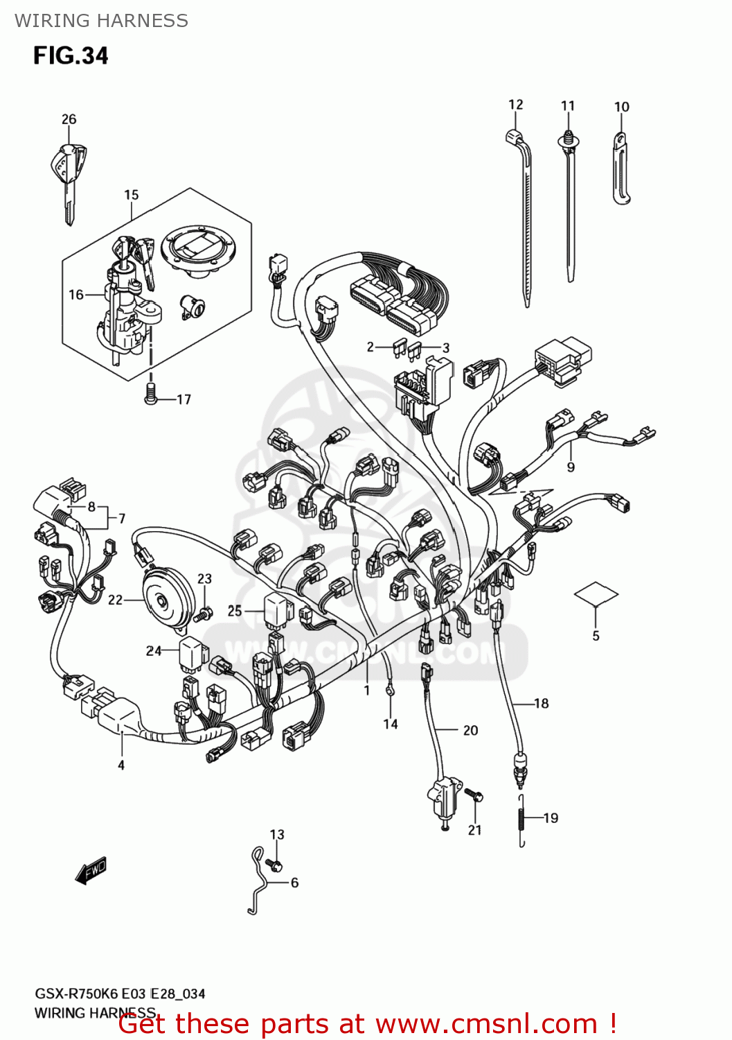 WIRING HARNESS GSXR750 2006 (K6) USA (E03)