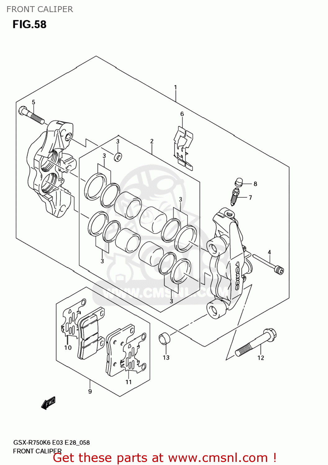 FRONT CALIPER GSXR750 2007 (K7) USA (E03)