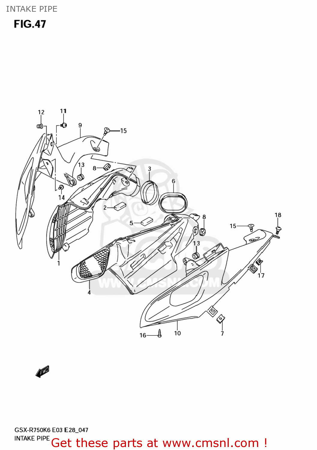 INTAKE PIPE GSXR750 2007 (K7) USA (E03)