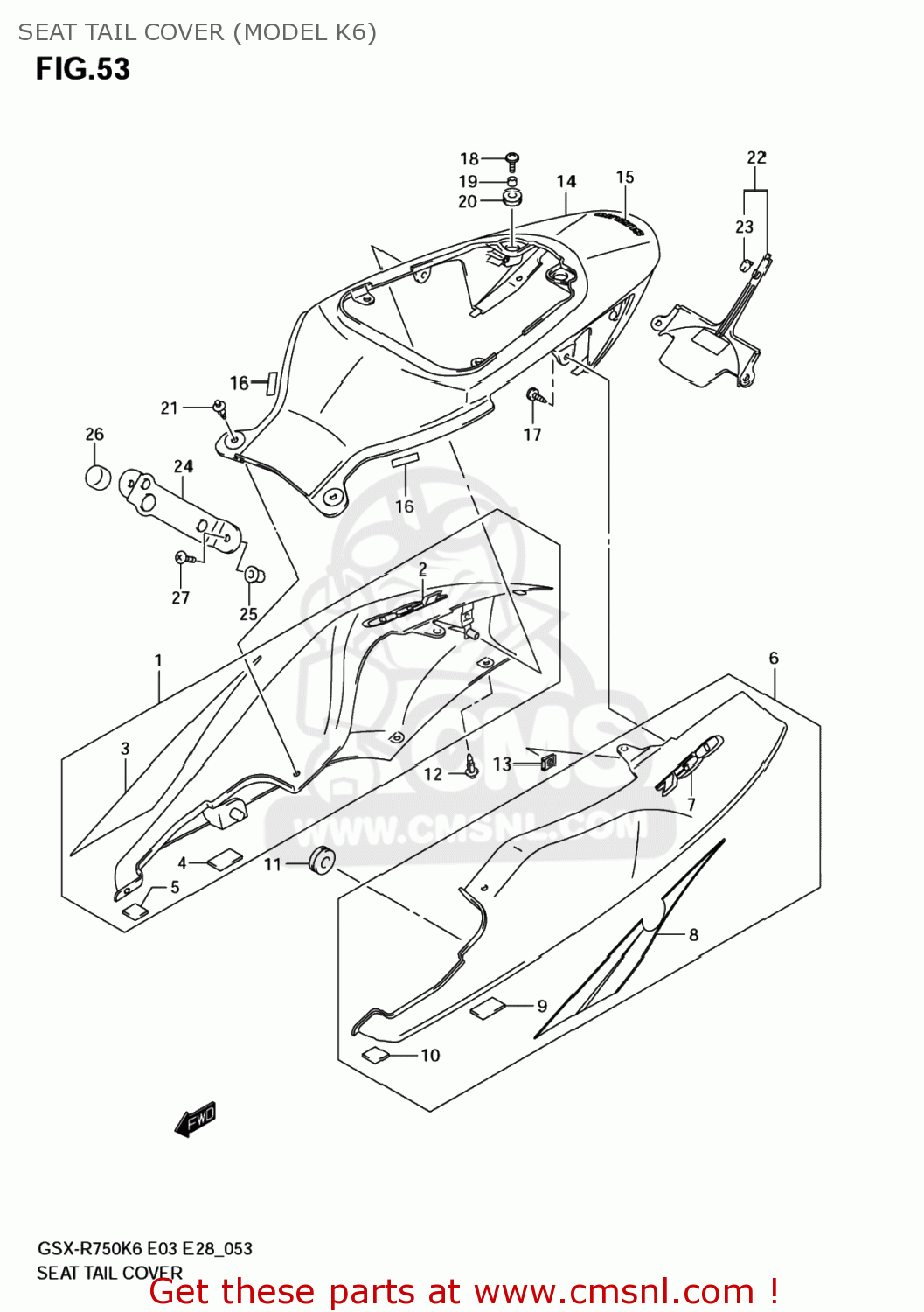 SEAT TAIL COVER (MODEL K6) GSXR750 2007 (K7) USA (E03)