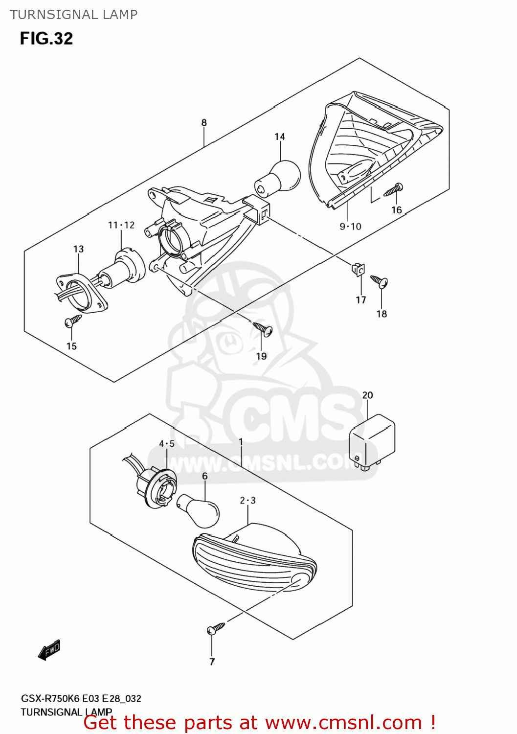 TURNSIGNAL LAMP GSXR750 2007 (K7) USA (E03)