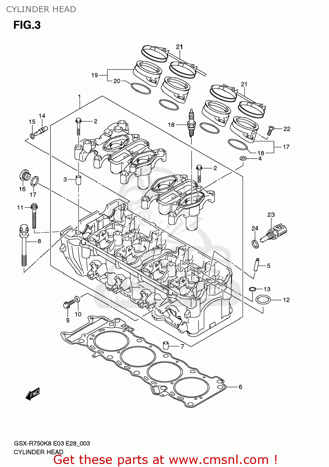 CYLINDER HEAD GSXR750 2008 (K8) USA (E03)