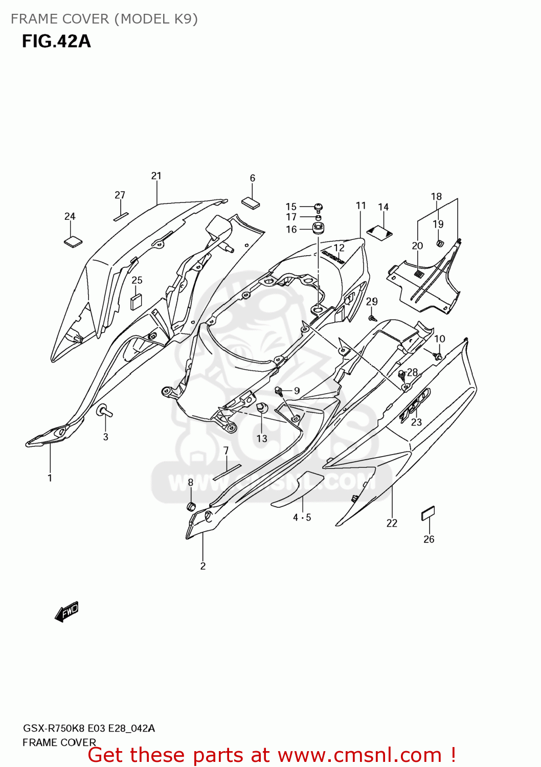 FRAME COVER (MODEL K9) GSXR750 2008 (K8) USA (E03)
