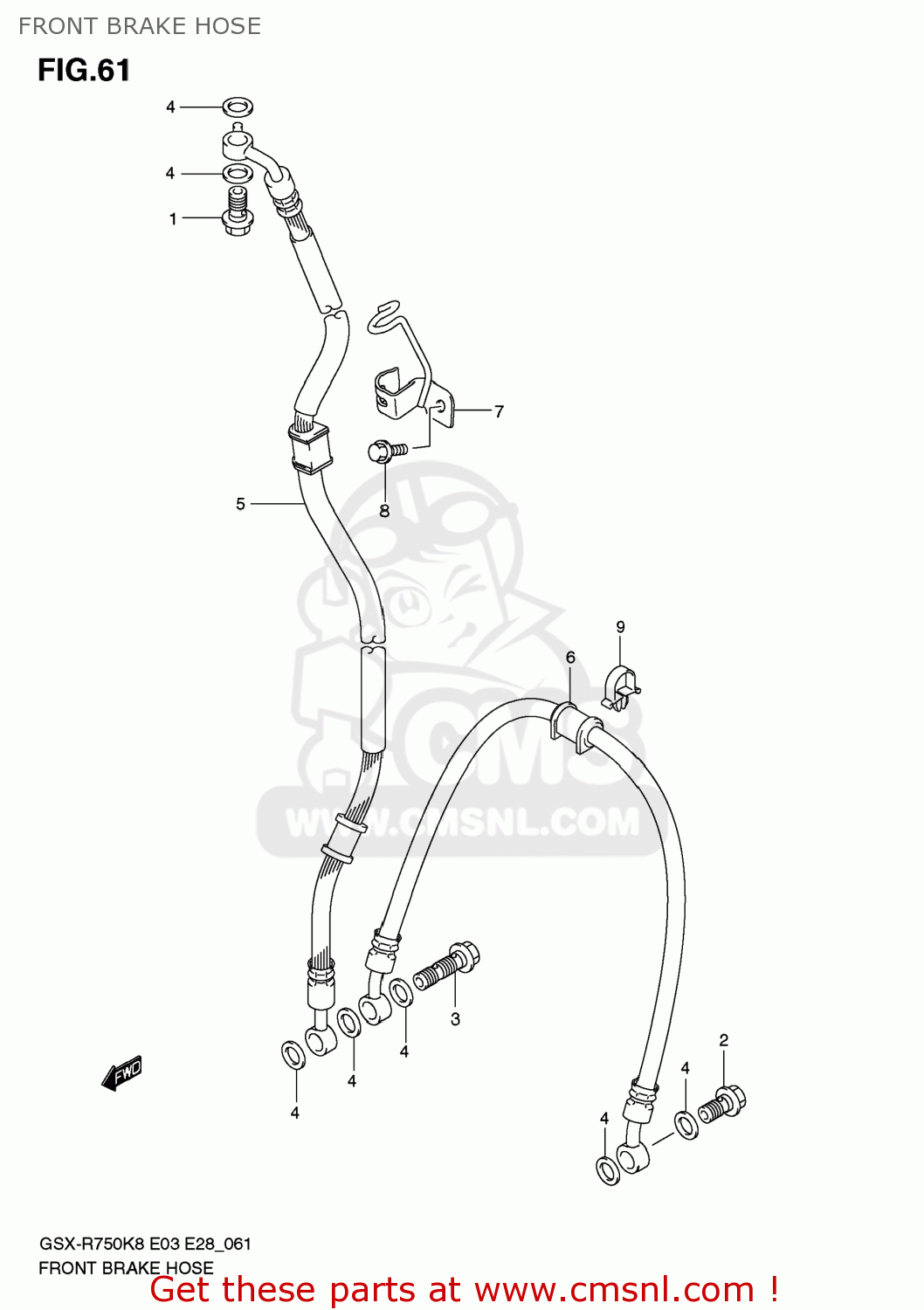 FRONT BRAKE HOSE GSXR750 2008 (K8) USA (E03)