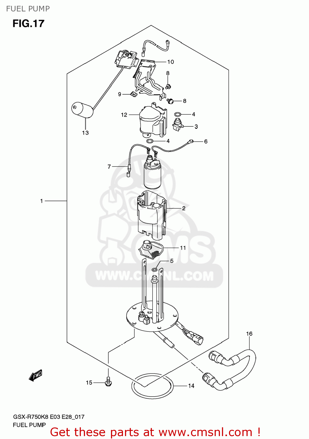 FUEL PUMP GSXR750 2008 (K8) USA (E03)