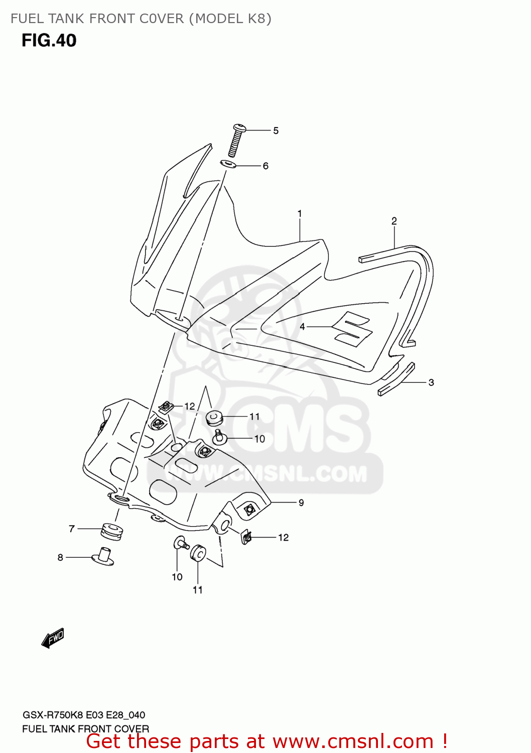 FUEL TANK FRONT C0VER (MODEL K8) GSXR750 2008 (K8) USA (E03)