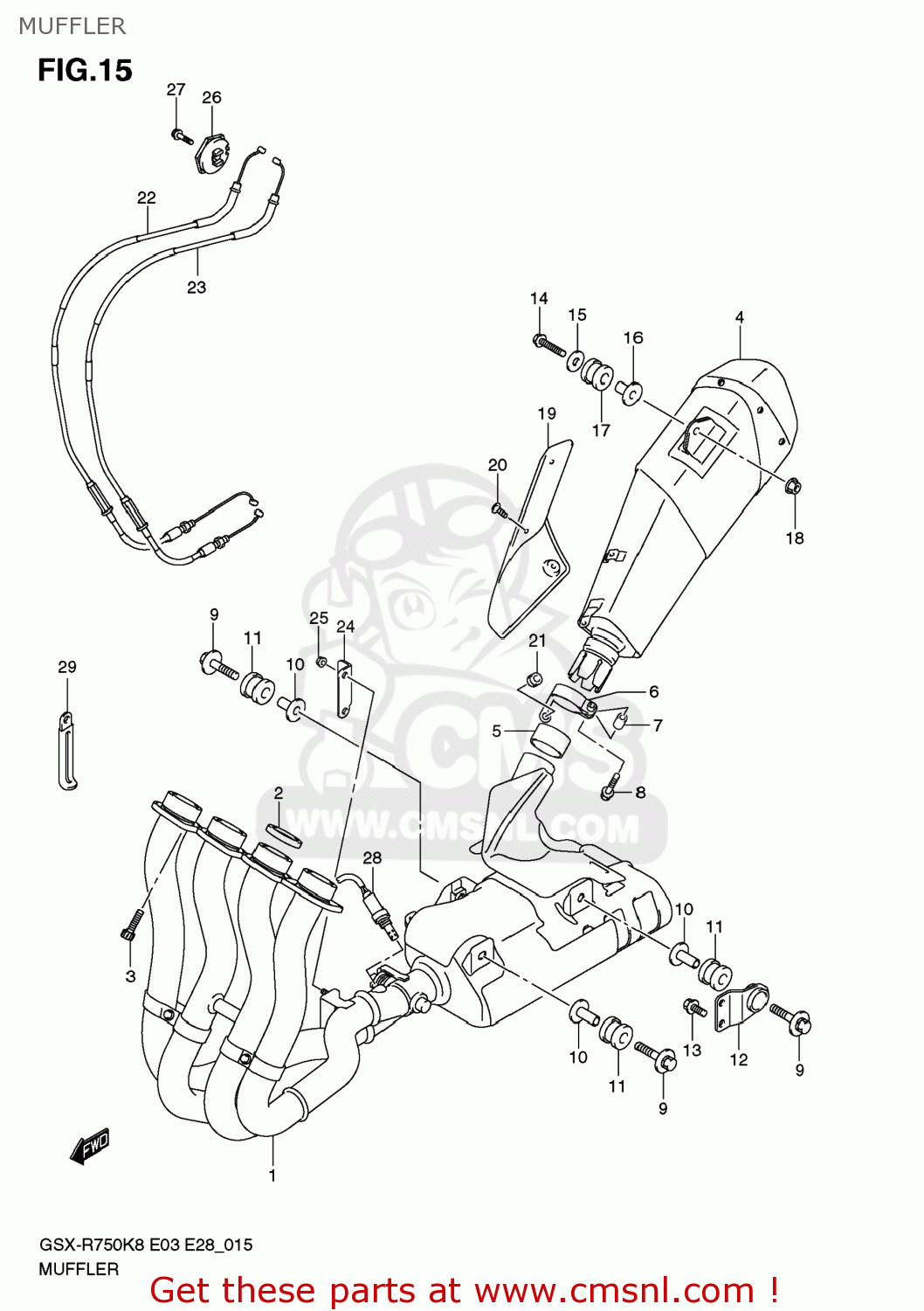 MUFFLER GSXR750 2008 (K8) USA (E03)