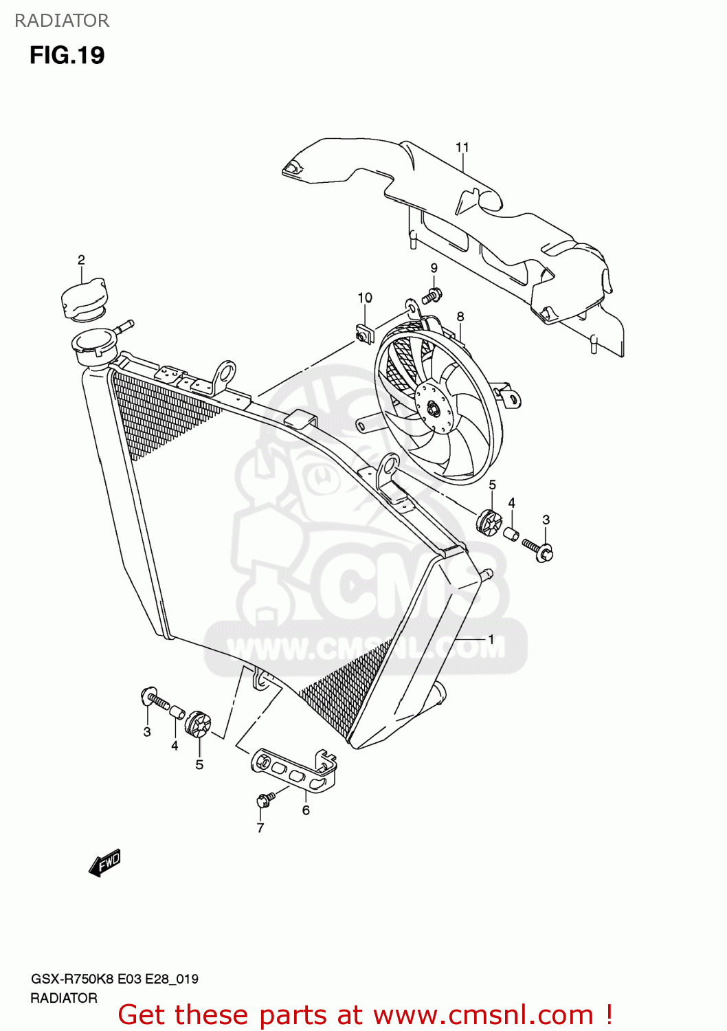RADIATOR GSXR750 2008 (K8) USA (E03)
