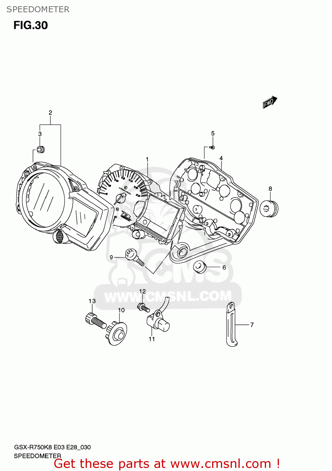 SPEEDOMETER GSXR750 2008 (K8) USA (E03)