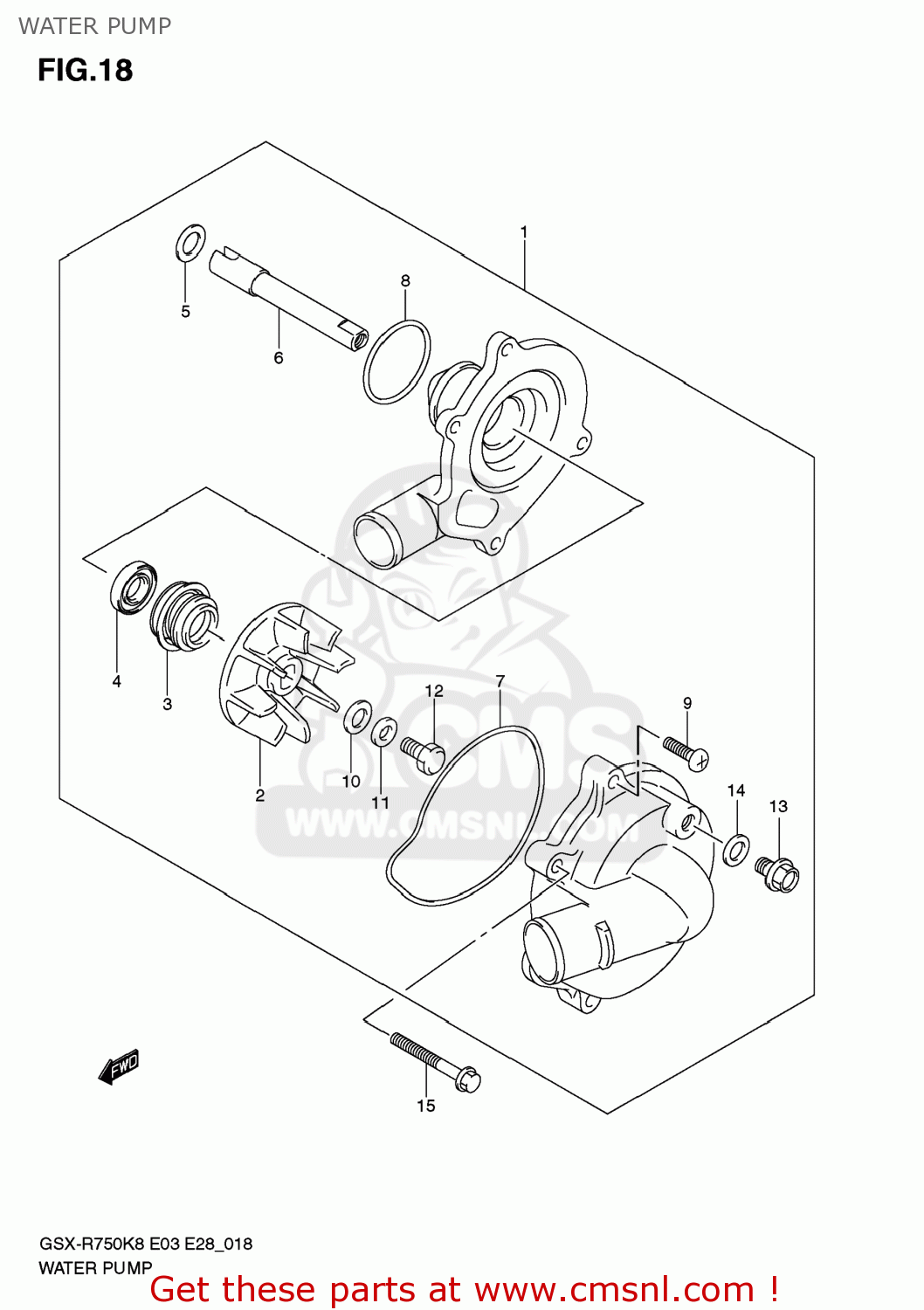 WATER PUMP GSXR750 2008 (K8) USA (E03)