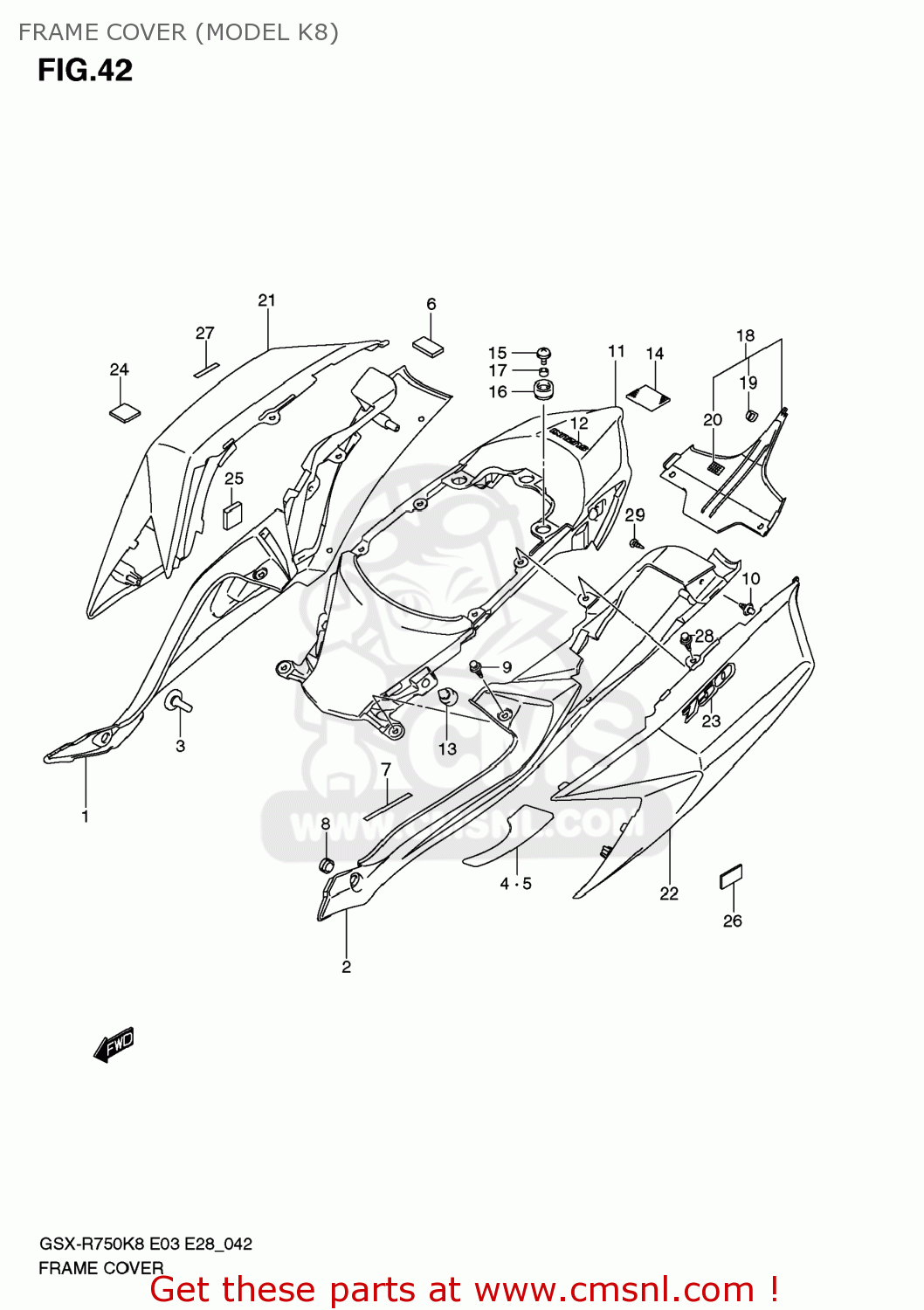 FRAME COVER (MODEL K8) GSXR750 2009 (K9) USA (E03)