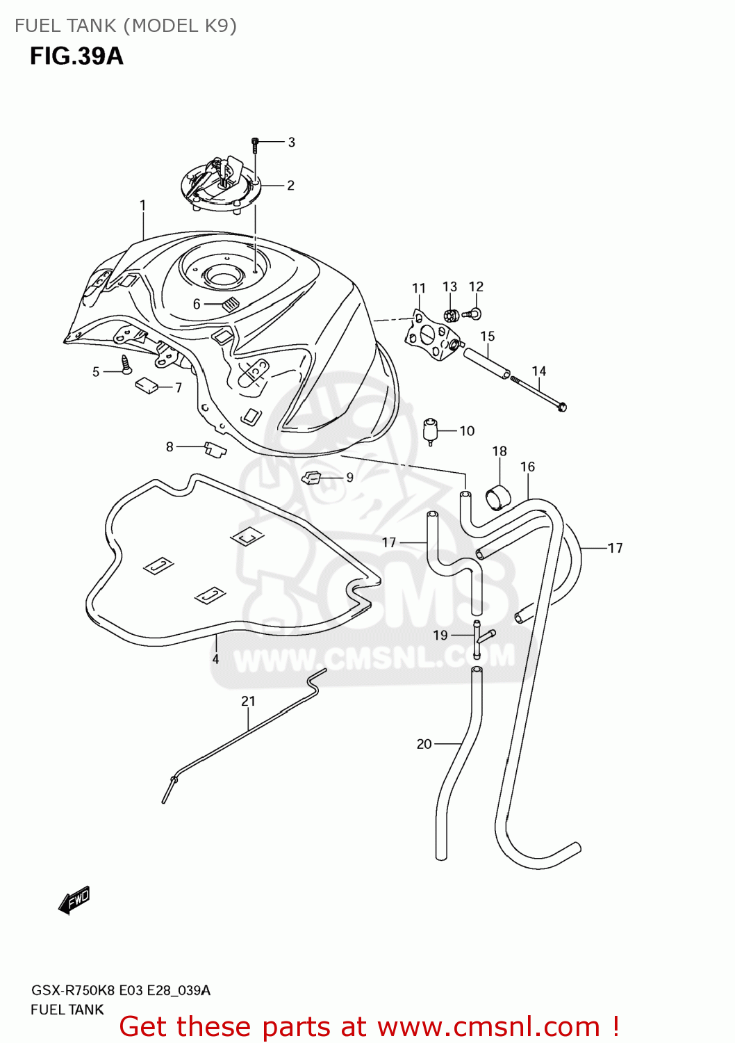 FUEL TANK (MODEL K9) GSXR750 2009 (K9) USA (E03)