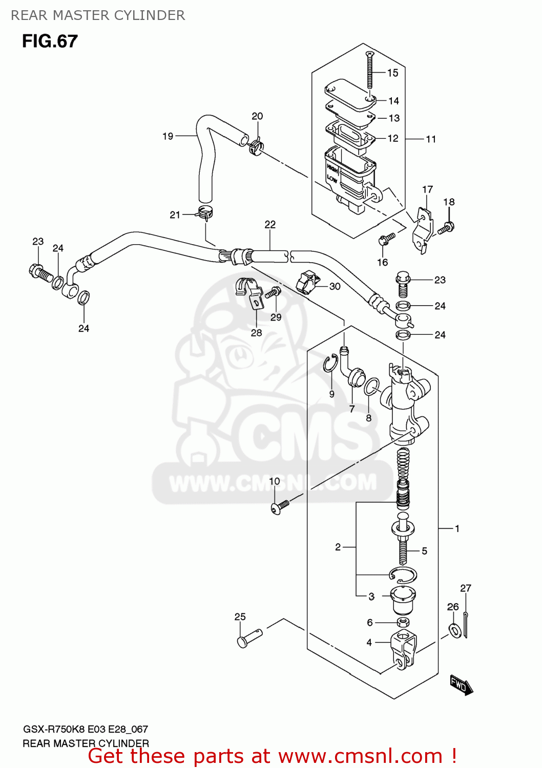 REAR MASTER CYLINDER GSXR750 2009 (K9) USA (E03)