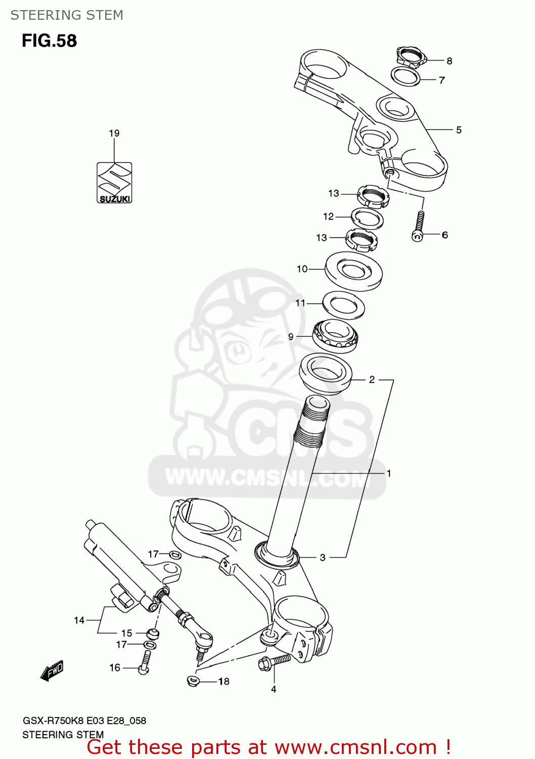 STEERING STEM GSXR750 2009 (K9) USA (E03)