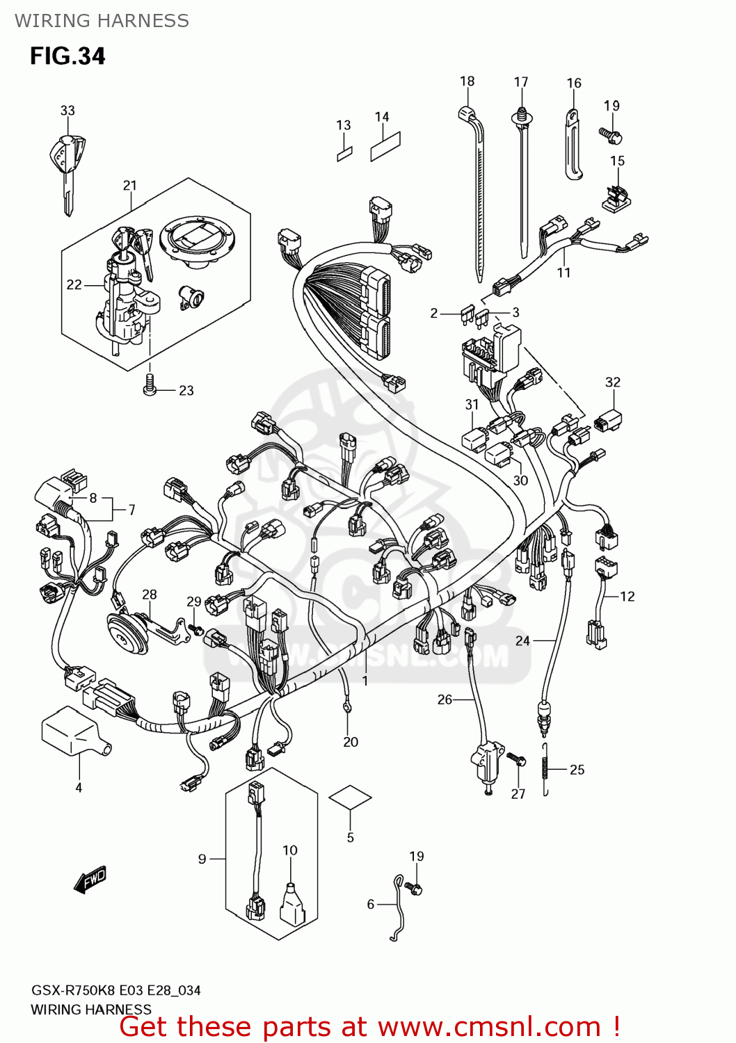 WIRING HARNESS GSXR750 2009 (K9) USA (E03)