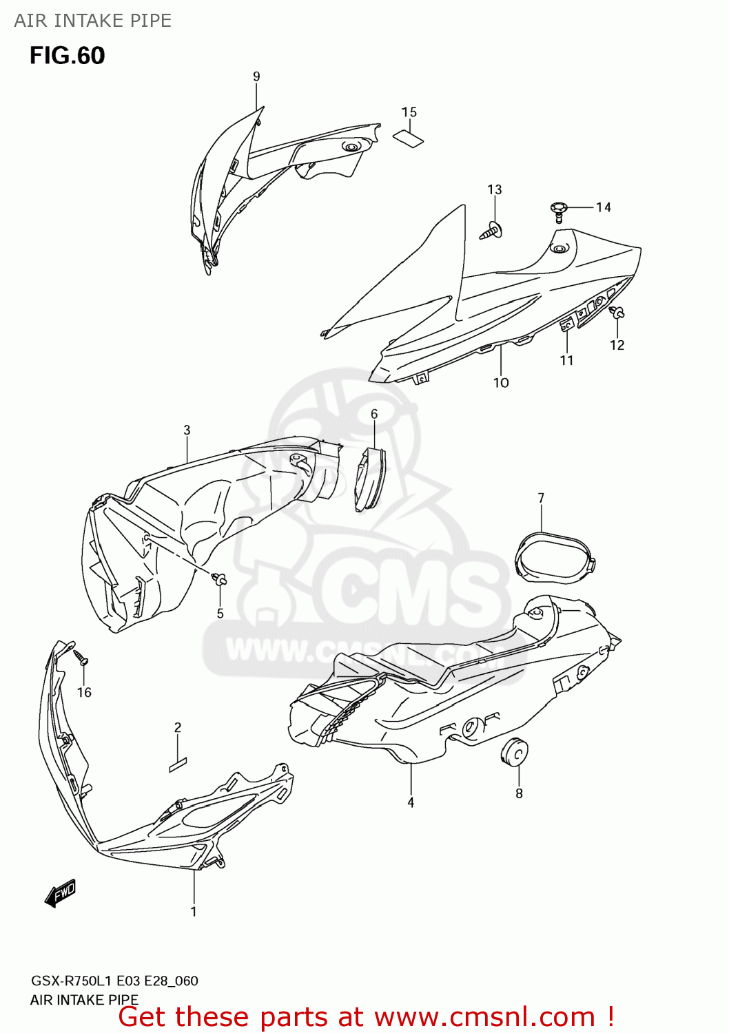 AIR INTAKE PIPE GSXR750 2011 (L1) USA (E03)