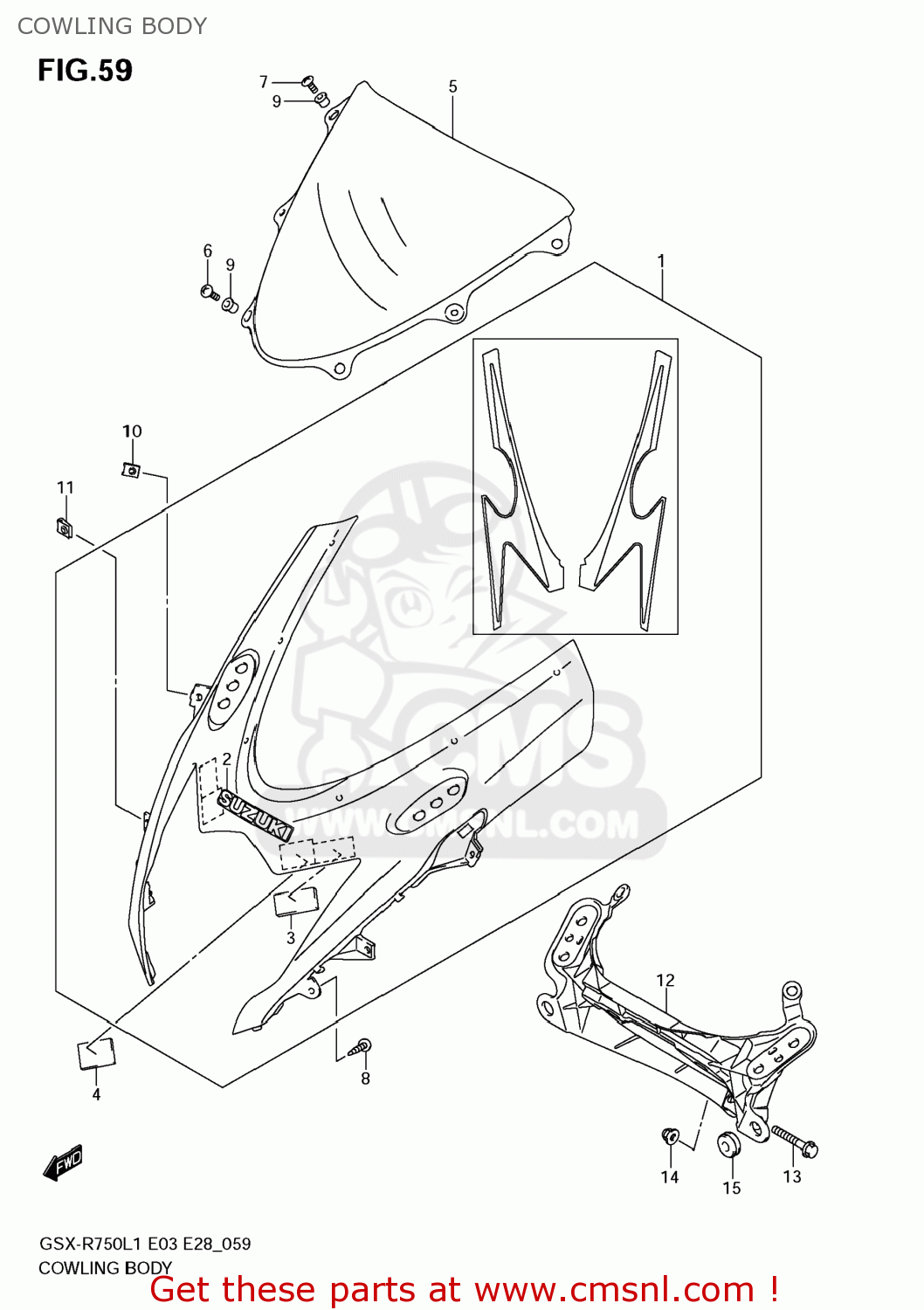 COWLING BODY GSXR750 2011 (L1) USA (E03)