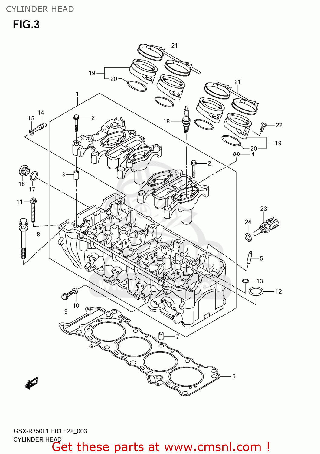 CYLINDER HEAD GSXR750 2011 (L1) USA (E03)