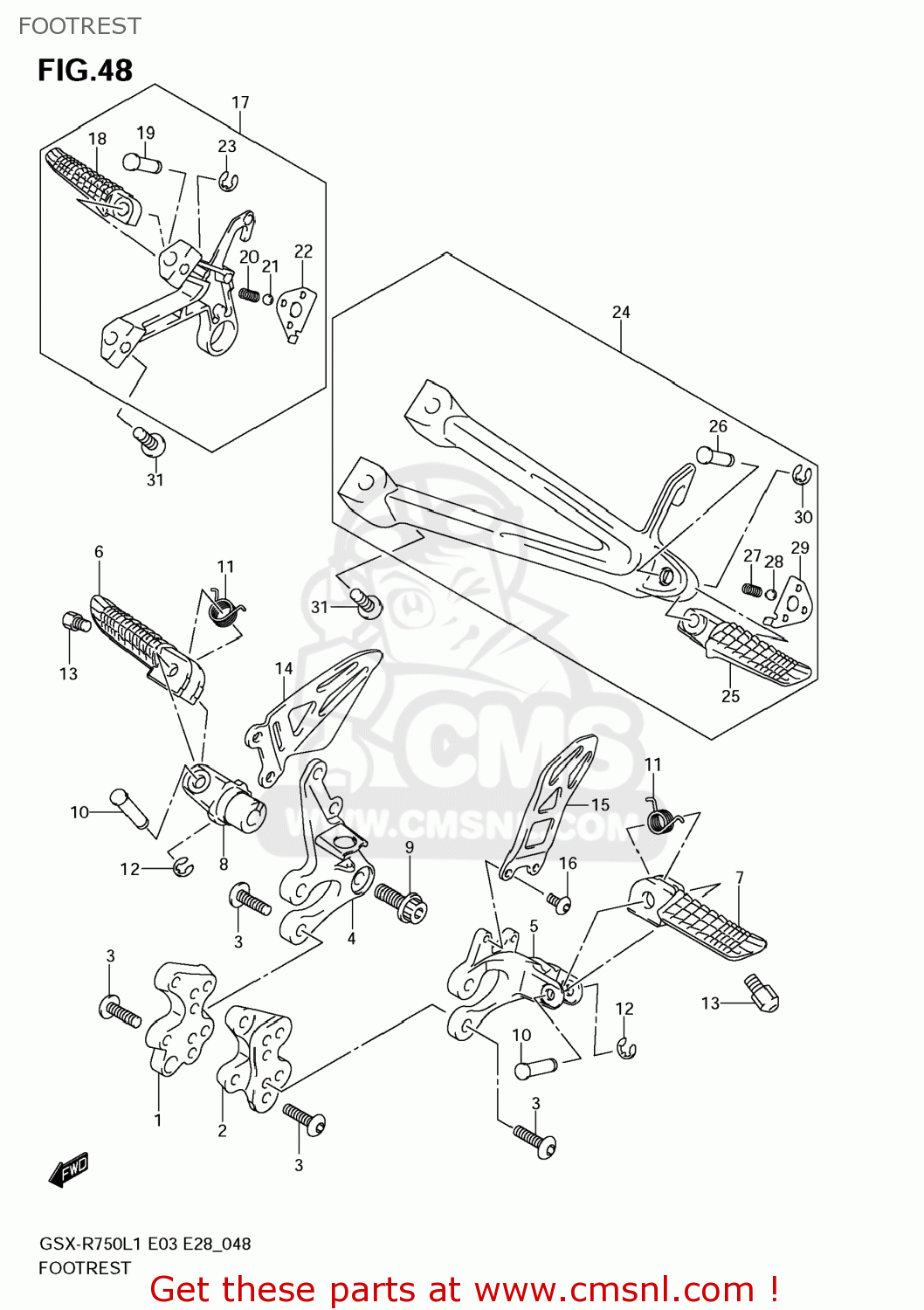 FOOTREST GSXR750 2011 (L1) USA (E03)