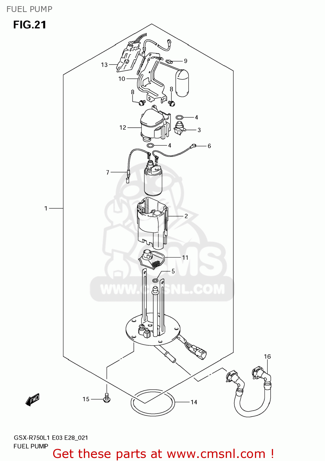 FUEL PUMP GSXR750 2011 (L1) USA (E03)