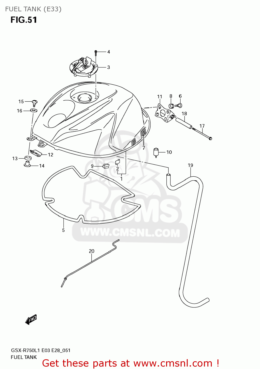 FUEL TANK (E33) GSXR750 2011 (L1) USA (E03)