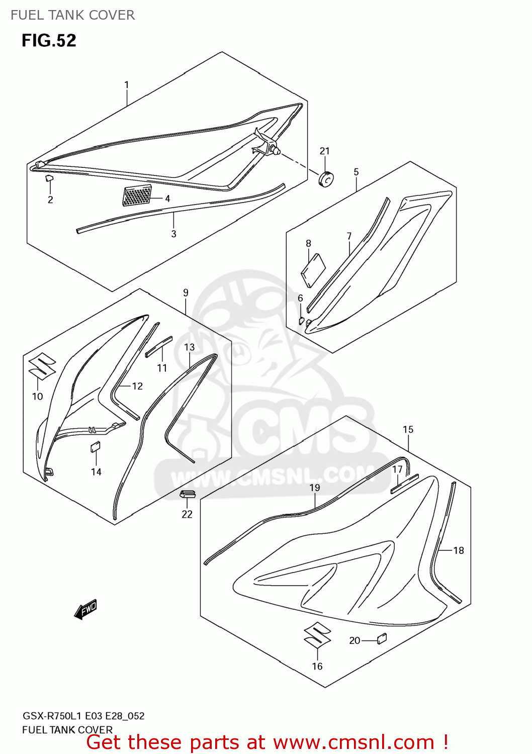 FUEL TANK COVER GSXR750 2011 (L1) USA (E03)